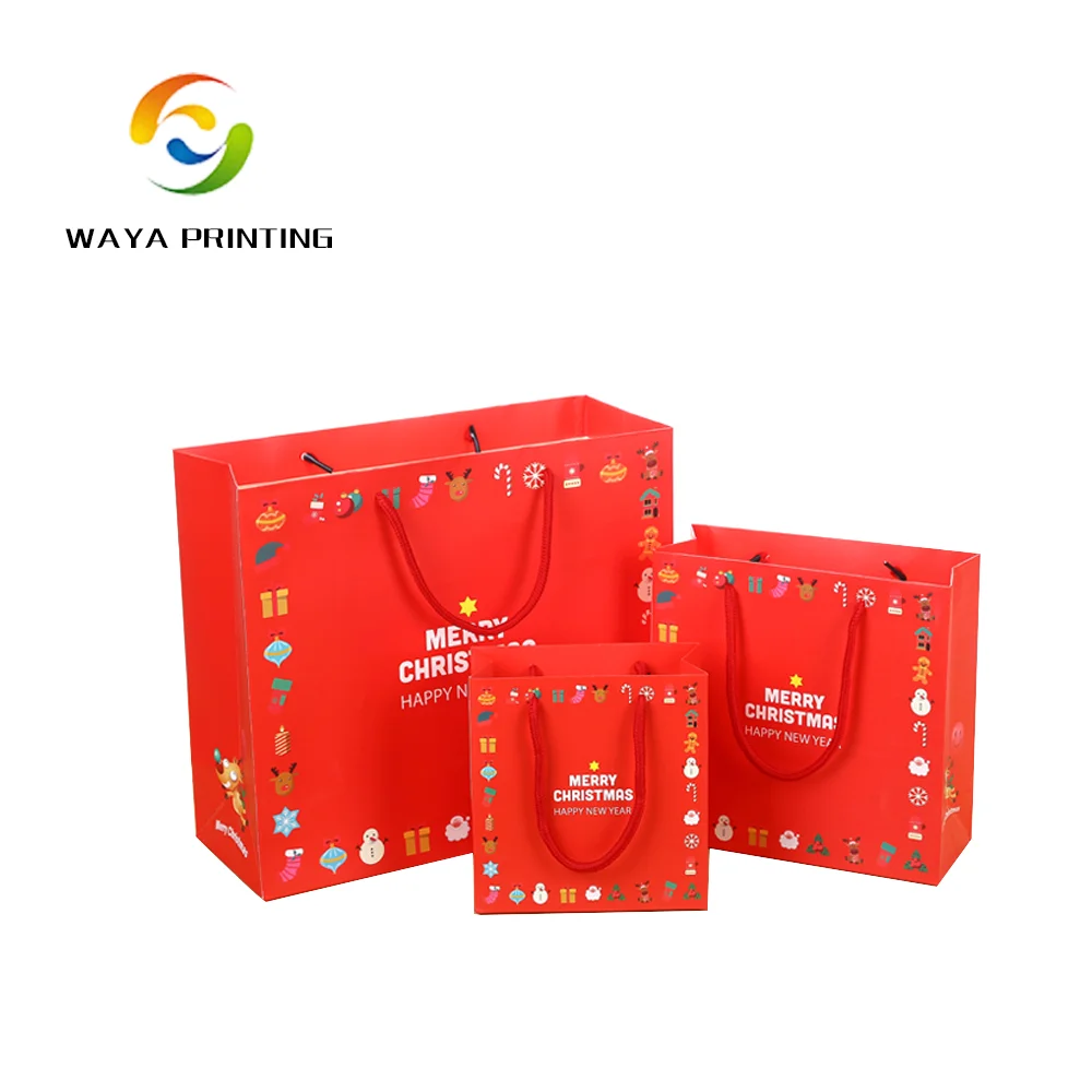 christmas gift paper shopping bags with custom printed logo