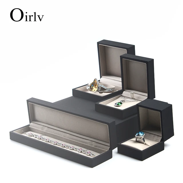 oirlv custom black touching paper jewellery gift boxes with silk