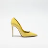 Wholesalers Yellow Patent Leather Leopard Insole Pump Taiwan Shoes