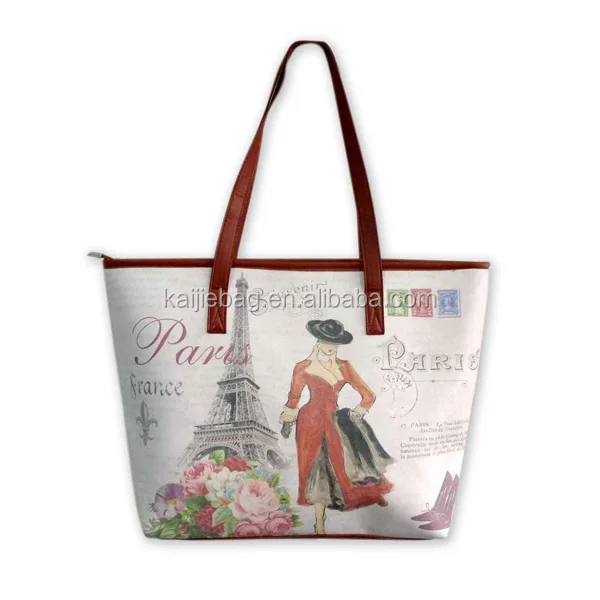retro tourist souvenir custom design pu wholesale beach bags