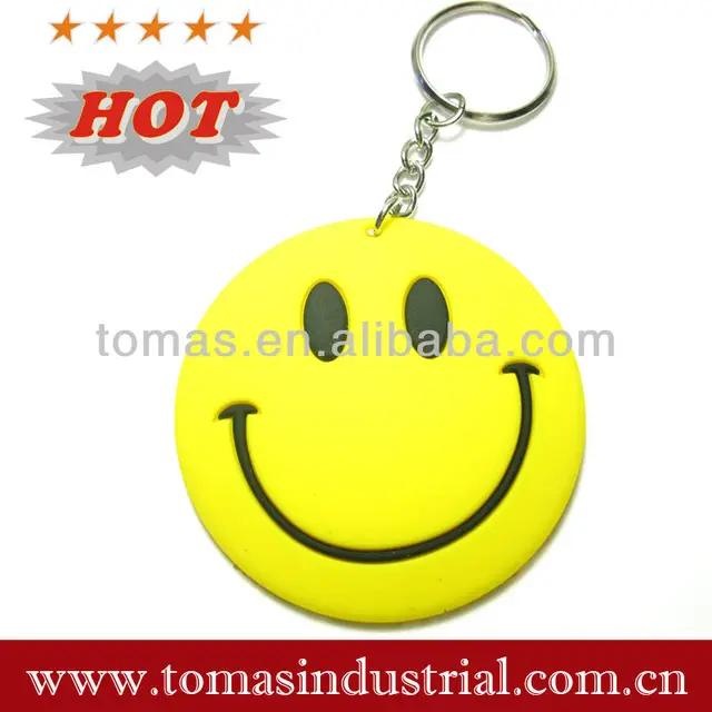 soft pvc brilliant yellow smiling face keychain