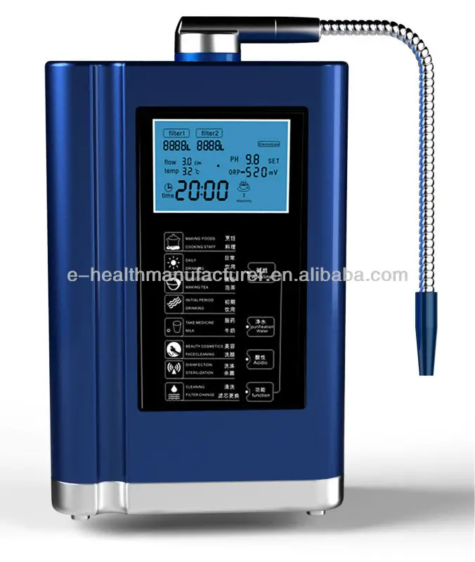 EHM-729 Alkaline Water Ionizer with 3.5 Inch Screen pH Range 4.5-10.0 and ORP +500- -500mv for Home Use