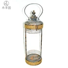 Home decor Portable Metal Jar Storm tabletop Lantern Candle Holder With Glass