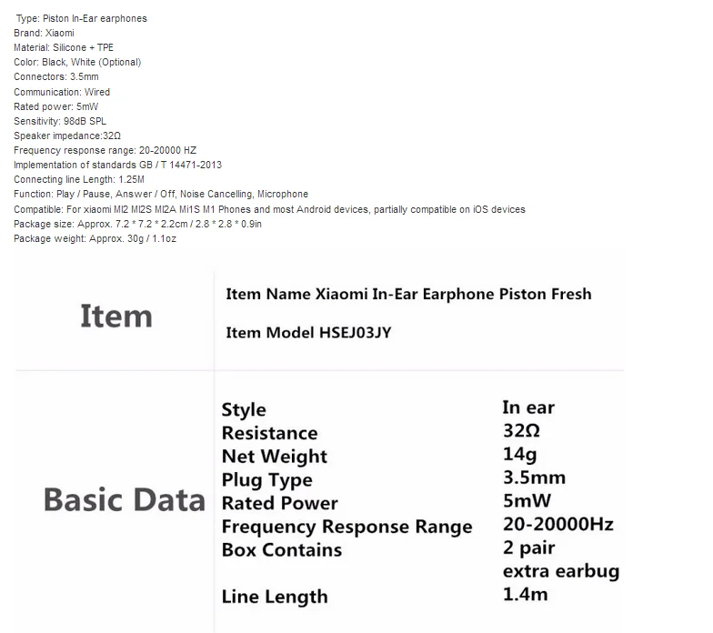 Xiaomi Mi piston 3 In-Ear Headphones Fresh Edition Headset Earphone - ANKUX.COM