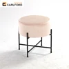 Carlford OEM Round Ottoman Seat Faux Fur Plush Chair Velvet Round Shape Living Room Chair