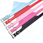 Adjustable Pet Cat Collar Dot Dog Scarf Collar PU Leather Triangle Bandanas For Dogs