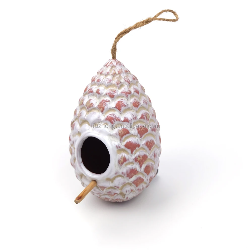 Ceramic hanging pine cone shaped bird house,bird nest, View hanging