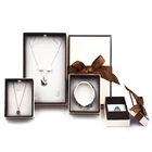 Luxury european women white Gift Box Earring necklace jewelry paper box packaging with ribbon