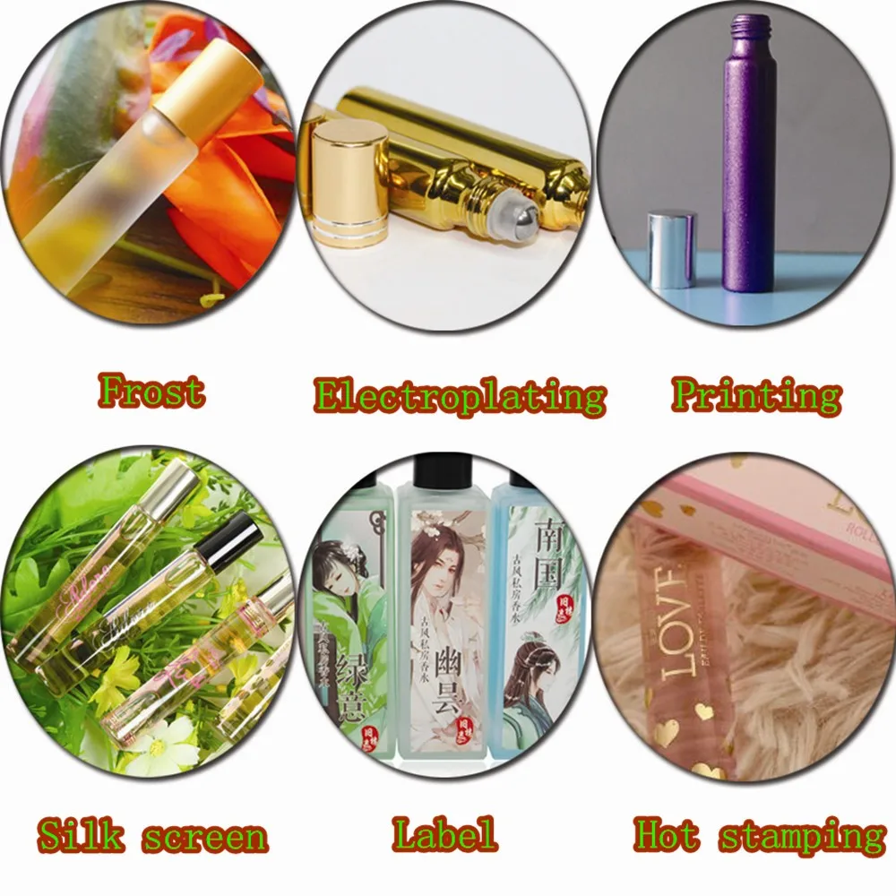 10ml clear glass perfume bottle with metal roller ball aluminum lid Roller-2031A