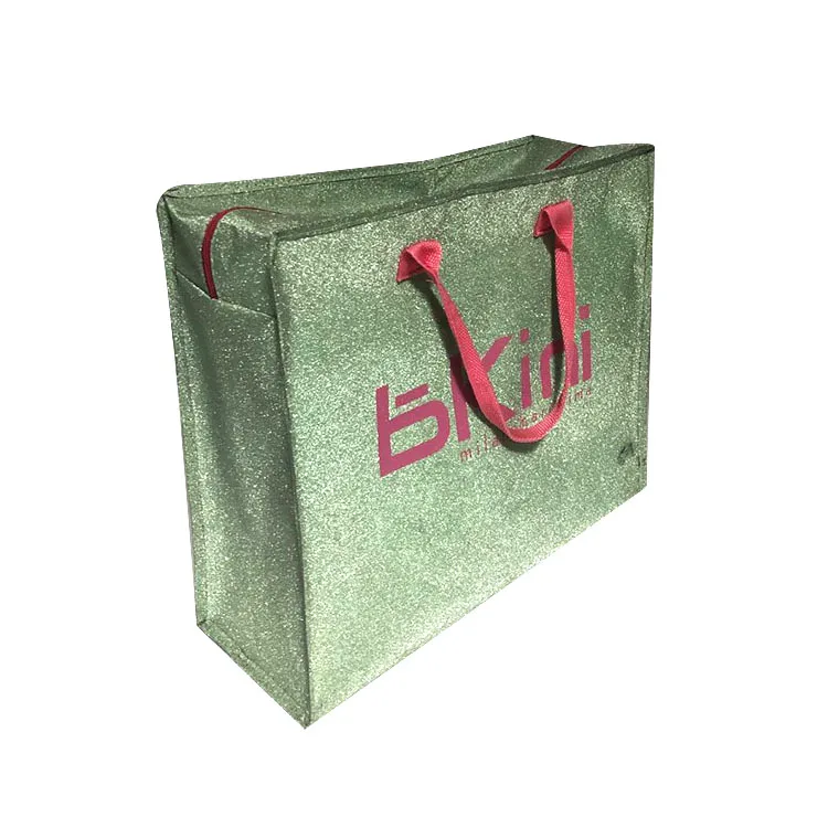 fashion laminated glitter large waterproof recycled pp woven