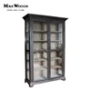 Reclaimed wood 2 mirrored doors china display curio cabinet