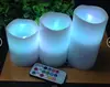 3 Pieces Amber Flickering Flame Mood Lights Real Wax Blow ON-OFF LED Candles
