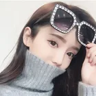 2019 Luxury Brand Designer Oversized Square Sunglasses Women Diamond Mirror Sun Glasses FY2022