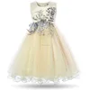 Flower Princess Wedding Party Prom Dresses Pageant Kids White Ball Gown Rhinestone Applique Frock