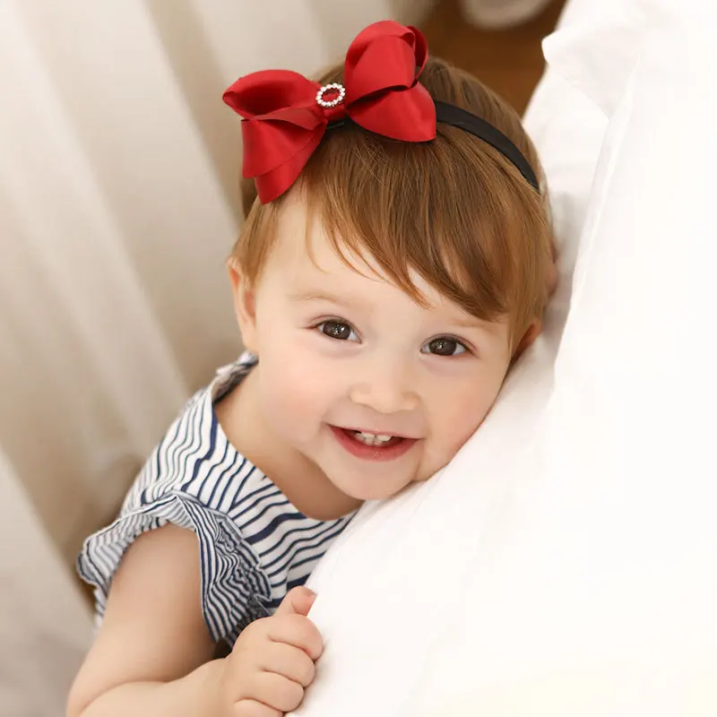 Wholesale Children Fashion Cute Flower Bowknot Crown Girls Hair Accessories Colorful Baby Elastic Hairband Headband For Kids