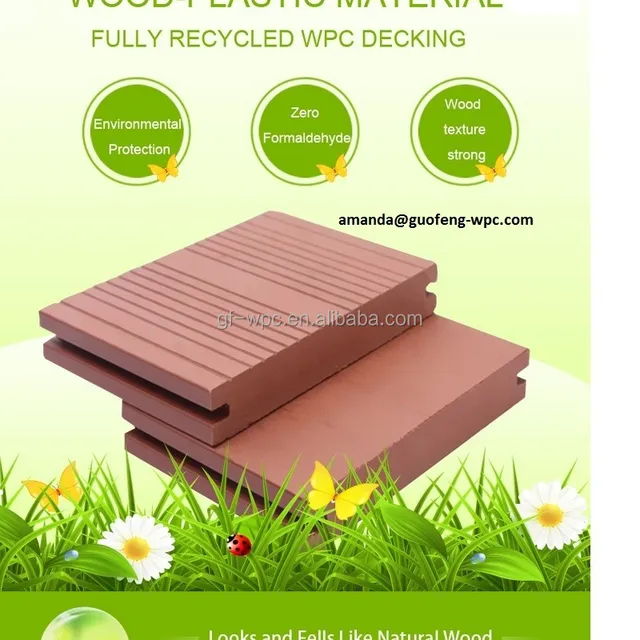 Hollow outdoor wood plastic decking anhui Cheaper wpc product