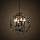 American village iron chain industry round ball chandelier led pendant light
