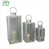 Factory Supply Home Decoration Window Panes Metal White Lantern Candle Holder
