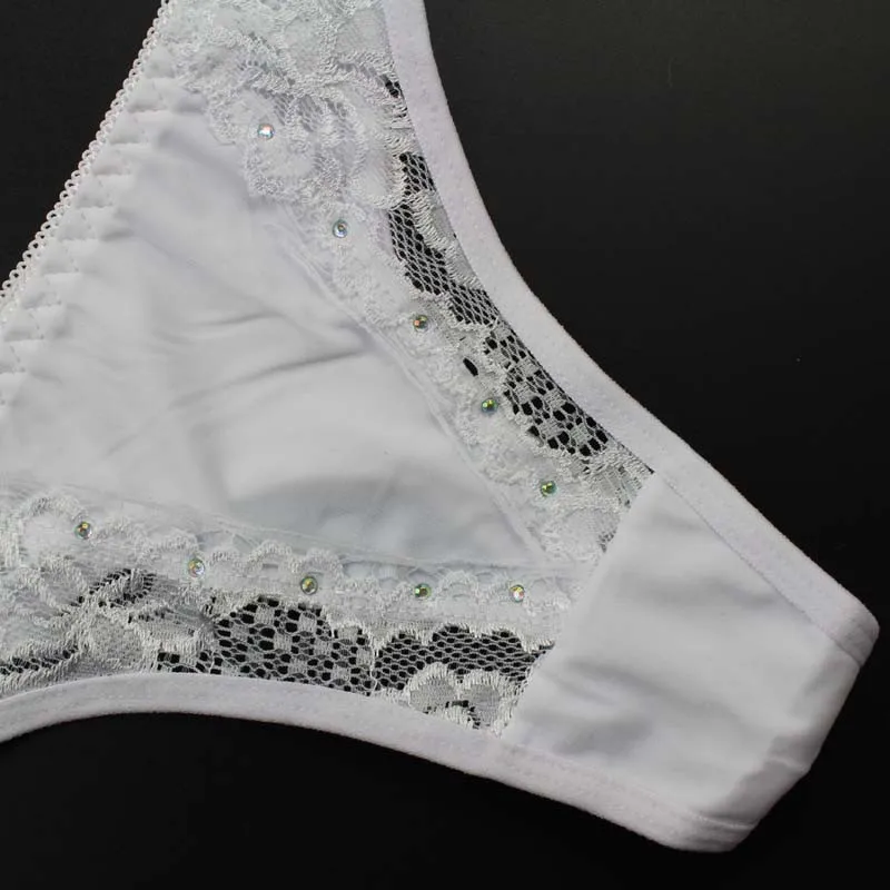 Stock Women sey fashion diamond Ice silk underwear women Transparent Taste Temptation t pants lace Low waist transparent panties