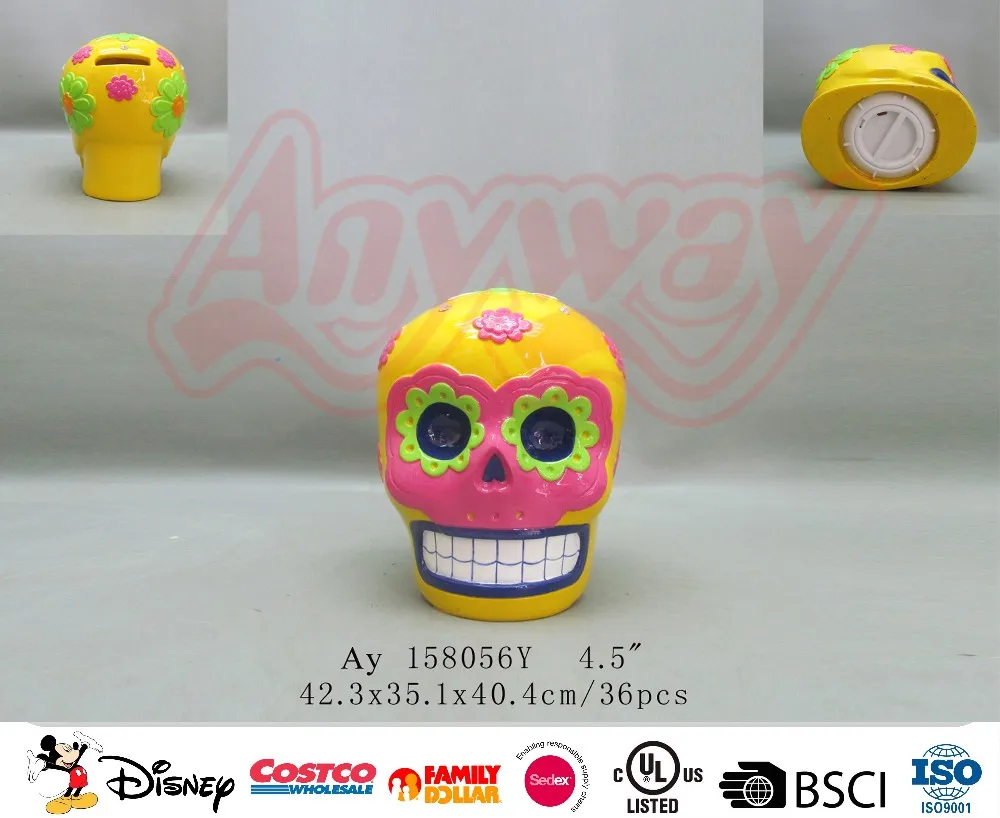 Yellow Yellow skull heads piggy bank coin bank