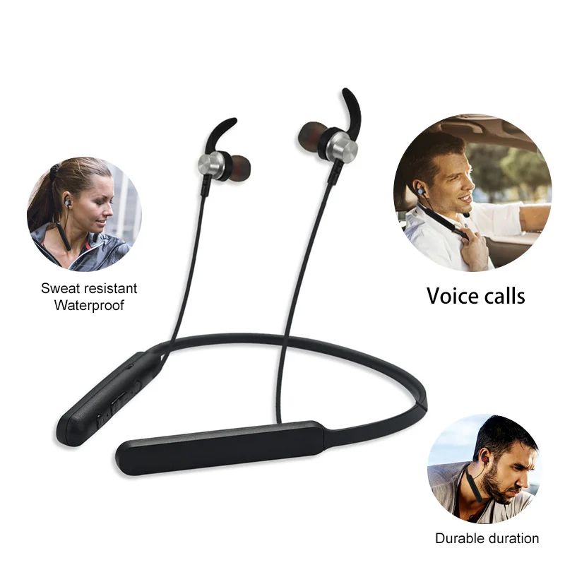Magnetic Wireless Headset True Stereo Bt 5.0 Pluggable Tf Card Neckband Headphone - ANKUX.COM
