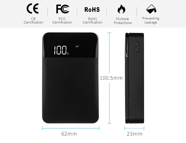 Mini 10000mah double usb led display power bank free logo custom FBA service for amazon seller - ANKUX.COM