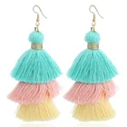 Free shipping Long Tassel aretes de moda Earrings For Women Statement 4 Layered Fringe Drop Big Fashion Dangle Earrings