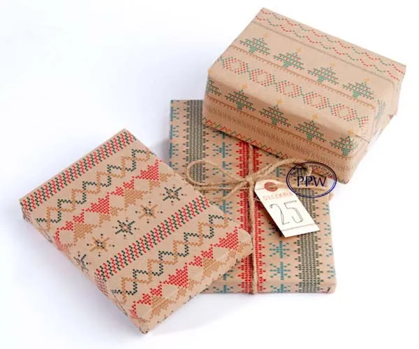 christmas packing gift paper knit collection pattern wrapping