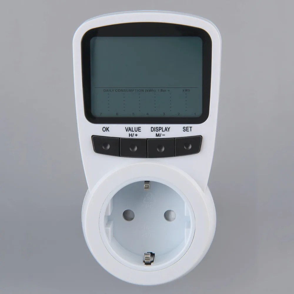 TS-1500 Electronic Energy Meter LCD Energy Monitor Plug-in Electricity Meter for EU Plug Monitor