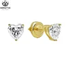 Heart Cut Solitaire 14K stud diamond earrings screw back bridal earrings zirconia jewelry women