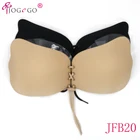 Sexy women backless front closure silicone adhesive invisible seamless push up bra