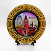 Unique style home decor gold ceramic plate with stand high quality custom collectible London souvenir plate