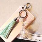 2019 Personalized Colorful assorted leather imitation Pearl Alloy Ball tassel keychain For Teen Girl