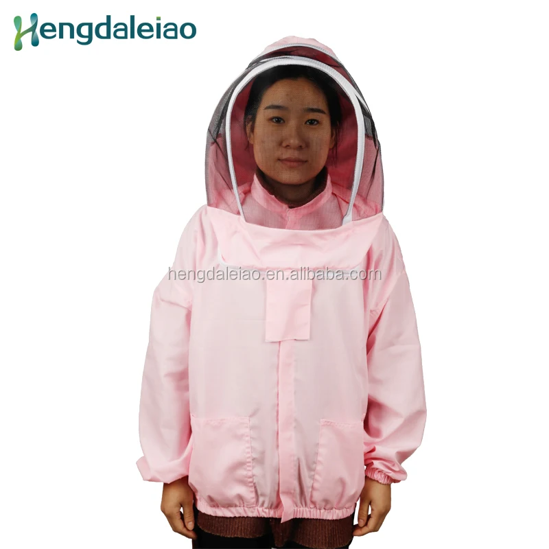 Reaobiotech abeja mantener ropa protectora Rosa chaqueta con cremallera velo y soporte.