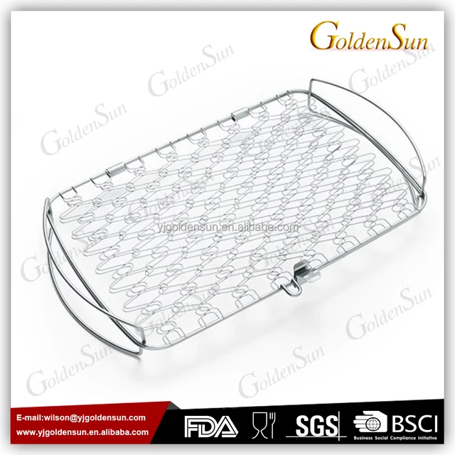 large stainless steel wire mesh flexi fish bbq grill basket