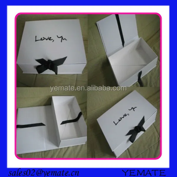 white and black color small folding gift box with custom logo