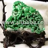 Large Hand Carved Natural Burmese Green Jadeite Jade 9 Dragons Chasing Pearl Carving Statue w Wooden Stand