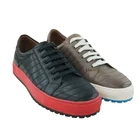 high quality fashion wholesale cheap men lace up sneakers flat shoes genuine leather casual shoes gray and black