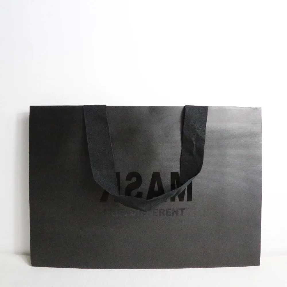 new fashion custom black paper shopping bag
