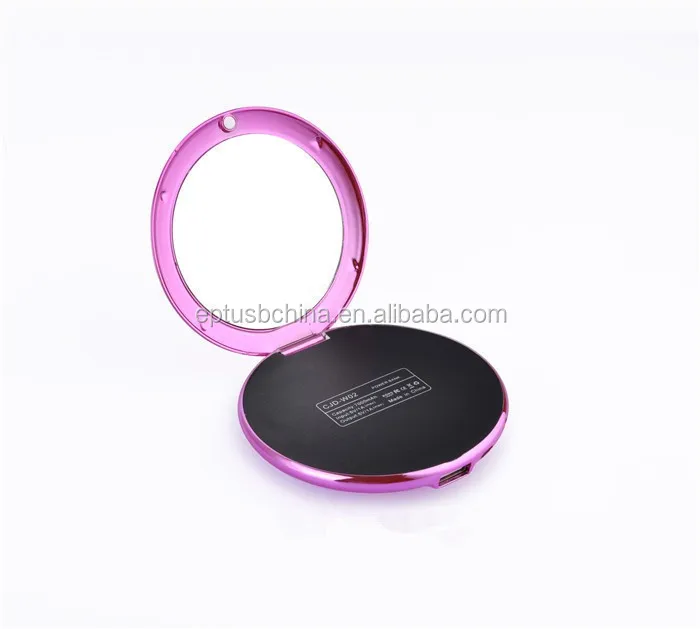 small round mirror slim power bank with mirror 2600mah 505255 - ANKUX.COM