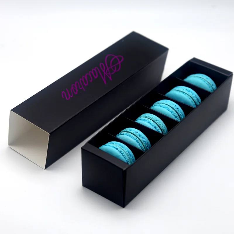 customized luxury black gift food biscuit macaron packing box