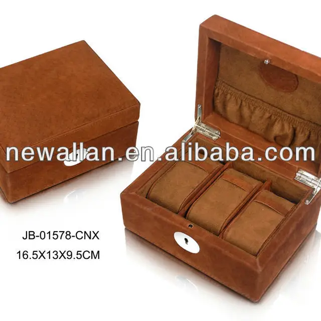 genuine pig leather watch case, 3pcs watch pillows watch box
