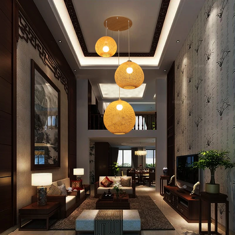 Nordic style interior designer fancy light for home bamboo lamp shades modern craft hanging pendant light