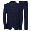 Classy Dark Navy Custom Suits For Men Slim Fit Cheap Grooms Tuxedos three Pieces Wedding Suits Business Formal Wear