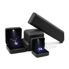 High quality Handmade Matt Cardboard Paper ring Packaging box with light and velvet being inserted