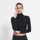 Wholesale Quick Dry Fitness Yogawear Polyester Crop Top Black Women Yoga Jacket