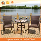 round glass table and 2/4/6 brown rattan table and chair for coffee shop garden furniture outdoor