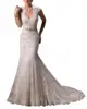 cap sleeve new wedding dress with sash floor length gown