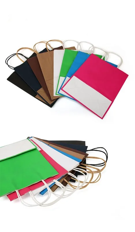 design gift paper shopping bag with handle, craft brown custo