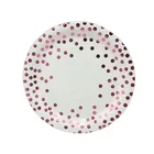 Disposable custom printed dot cheap rose gold paper plate